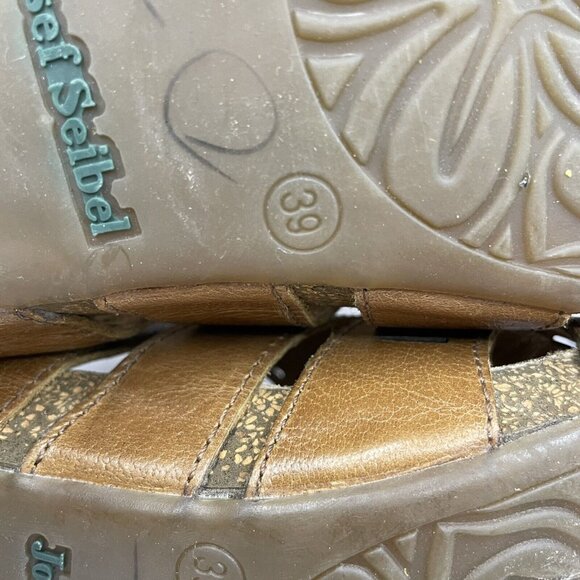 Josef Seibel Sunny Sandal Womens 39 US 8.5 Brown Leather High Heel Cutout - Picture 8 of 9